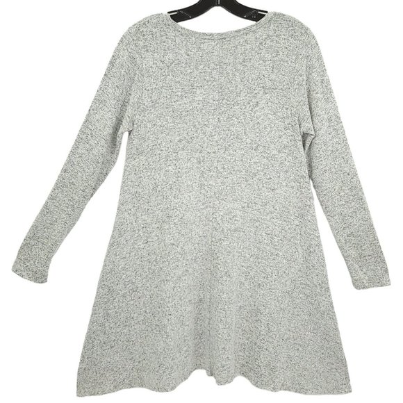 Lovely Souls Gray Knit Tunic Top Womens Size S Round Neck Long Sleeve Pockets - Picture 2 of 11
